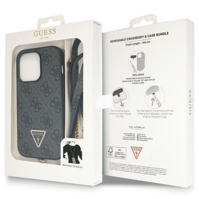 Guess - Guess iPhone 14 Pro Mobilskal Crossbody Metall Logo - Svart