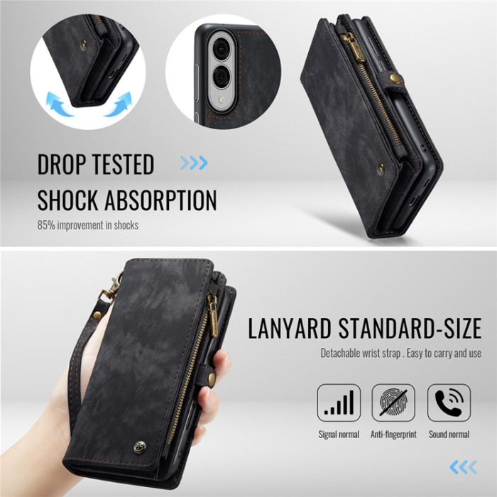 Caseme - CASEME Galaxy S25 Edge Plånboksfodral Med Rem - Svart