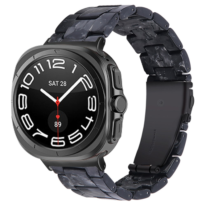 A-One Brand - Galaxy Watch 8/8 Classic (40/44/46mm) Armband Vattentät Acrylic - Svart Flower