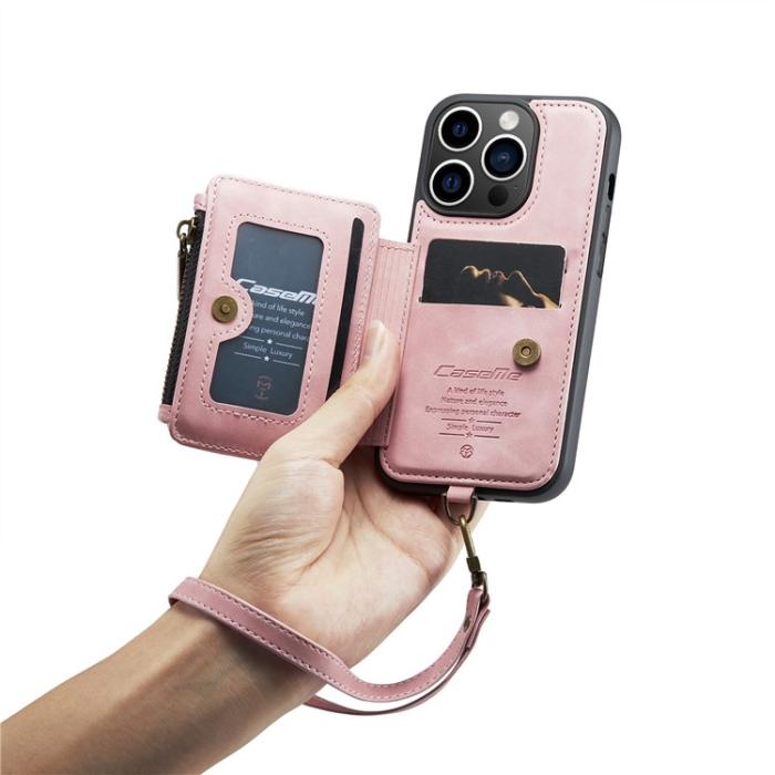 Caseme - CASEME iPhone 14 Pro Plånboksfodral C20 Zipper Kickstand - Rosa