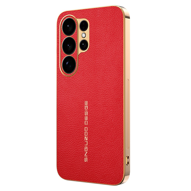 Galaxy S26 Ultra Mobilskal Litchi Texture Anti Scratch TPU-läder PU (Röd) | 2353 | AlltMobil