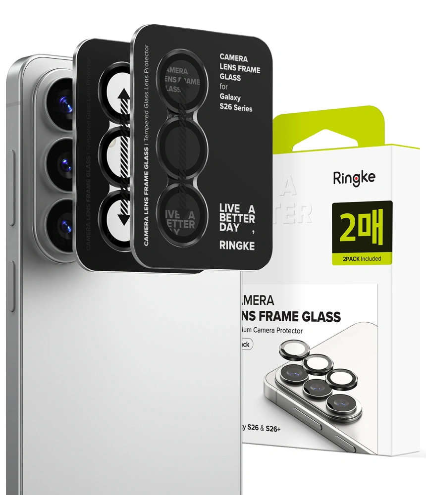 [2-Pack] Ringke Kameraskydd Härdat Glas För Galaxy S26/S26 Plus - Svart | 5468 | AlltMobil