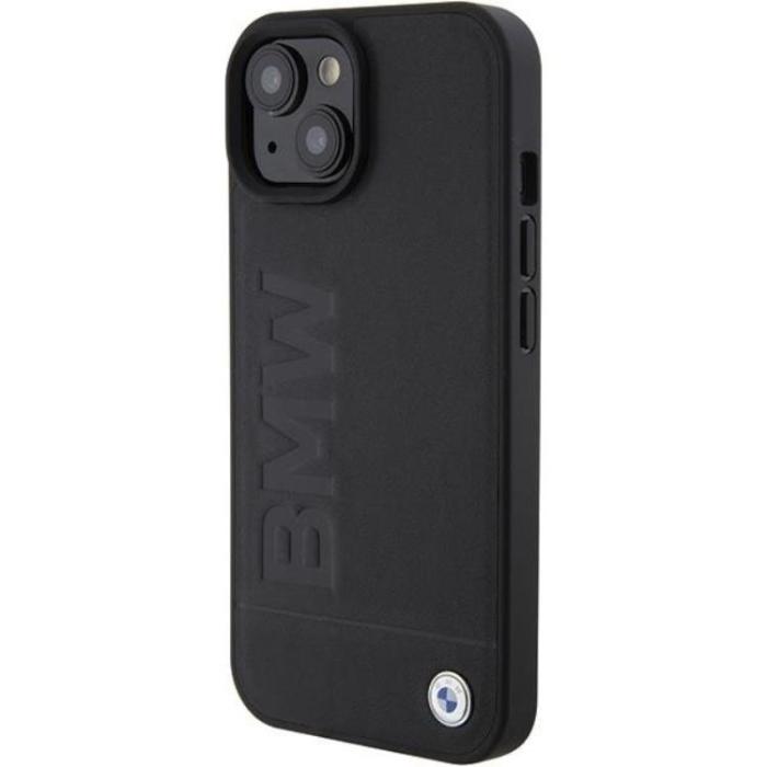 BMW - BMW iPhone 15 Mobilskal Läder Hot Stamp - Svart
