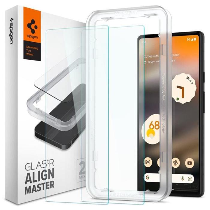 Spigen - [2-Pack] Spigen Google Pixel 6a Härdat Glas Skärmskydd Slim