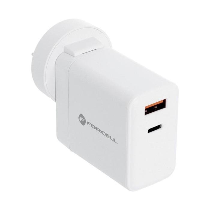 Forcell - Forcell F-Energy 3in1 Väggladdare 45W USB-C/USB-A med utbytbara pluggar