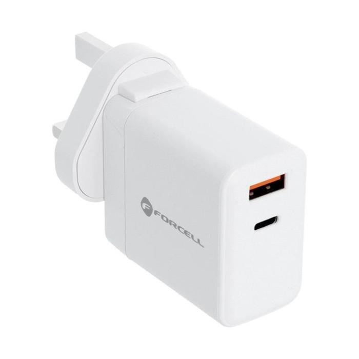 Forcell - Forcell F-Energy 3in1 Väggladdare 45W USB-C/USB-A med utbytbara pluggar