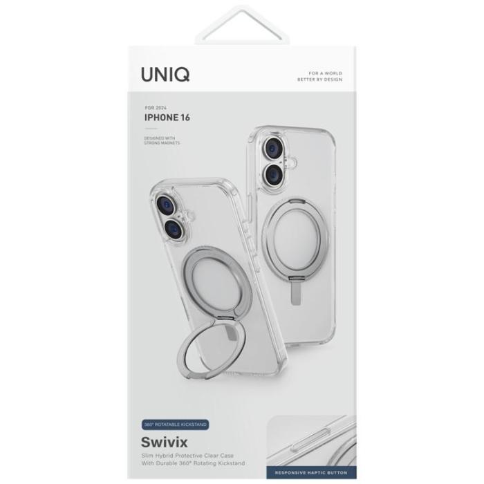 UNIQ - UNIQ iPhone 16 Mobilskal Swivix 360 Kickstand - Clear