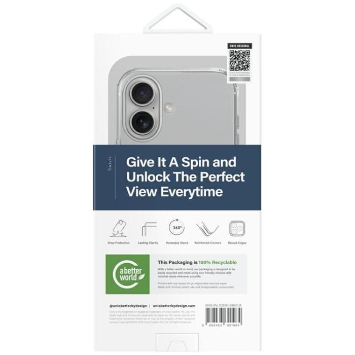 UNIQ - UNIQ iPhone 16 Mobilskal Swivix 360 Kickstand - Clear
