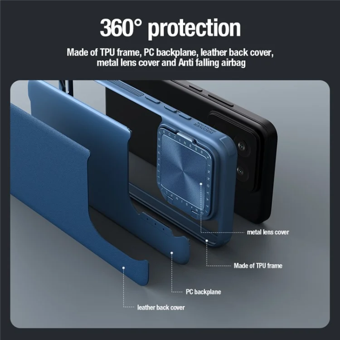 Nillkin - Nillkin Xiaomi 14 Pro Mobilskal CamShield Prop Läder - Svart