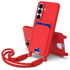 OEM - Mobilskal f&ouml;r Samsung Galaxy S26 Flytande silikon med kortfack - R&ouml;d