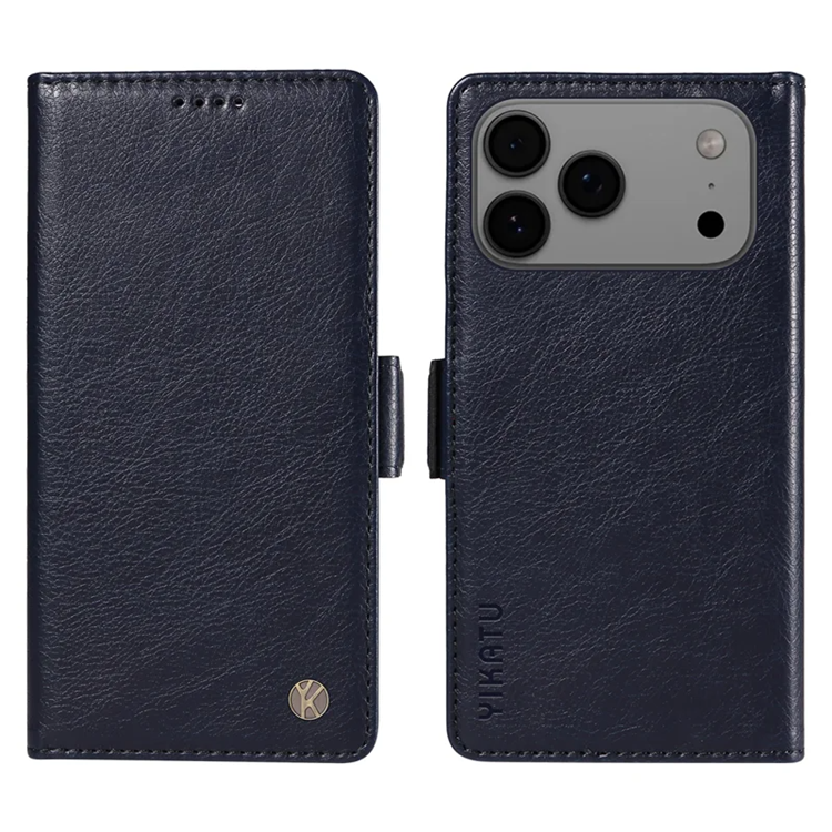 YIKATU iPhone 17 Pro Max Plånboksfodral Litchi Texture - Blå | 2353 | AlltMobil