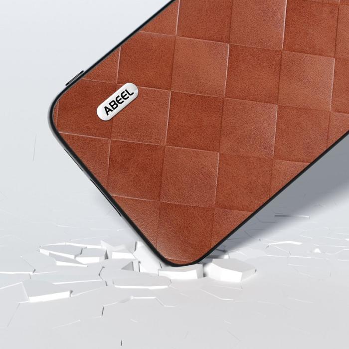 ABEEL - ABEEL Mobilskal till Samsung Galaxy S23 FE Grid Textur PU Läder Brun