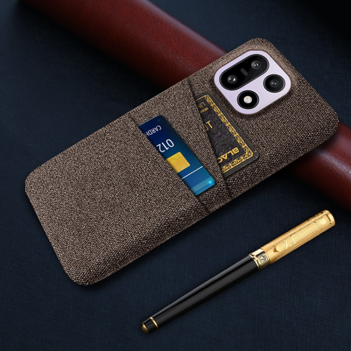 A-One Brand - OnePlus 15 5G Mobilskal Korthållare Cloth + Hard PC - Brun