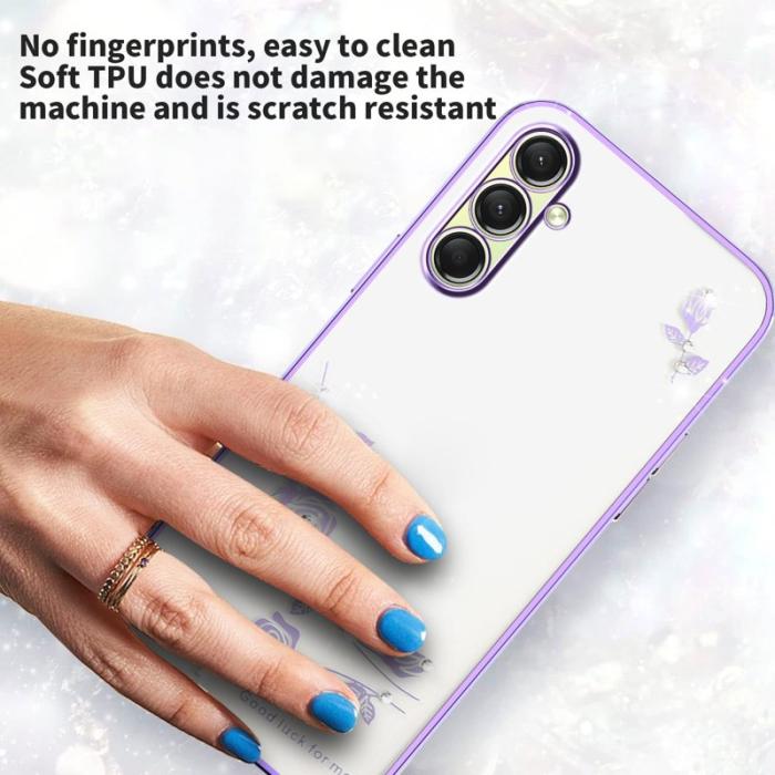 KADEM - KADEM Mobilskal till Samsung Galaxy S26 / S26 Pro Blommor Rhinsten TPU - Lila