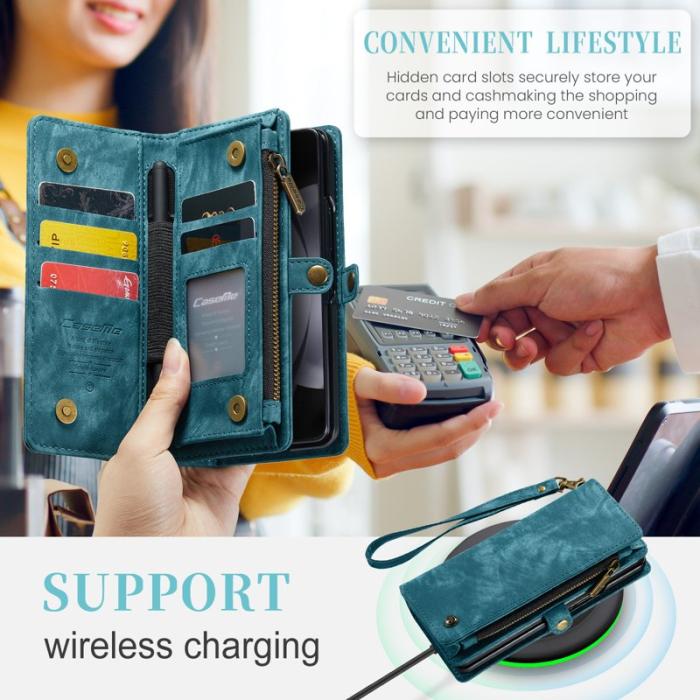 Caseme - CASEME 008 Konstläder Plånboksfodral för Samsung Galaxy Z Fold5 5G - Blå
