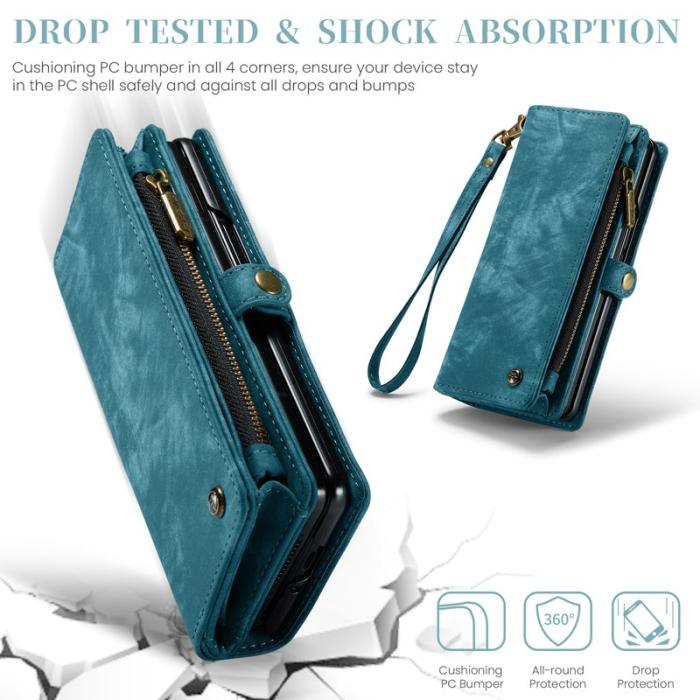 Caseme - CASEME 008 Konstläder Plånboksfodral för Samsung Galaxy Z Fold5 5G - Blå