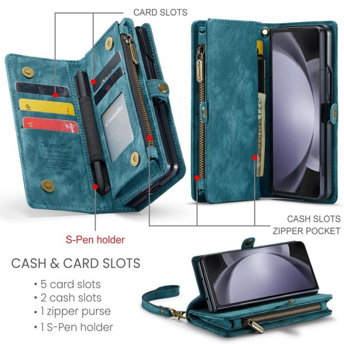 Caseme - CASEME 008 Konstläder Plånboksfodral för Samsung Galaxy Z Fold5 5G - Blå