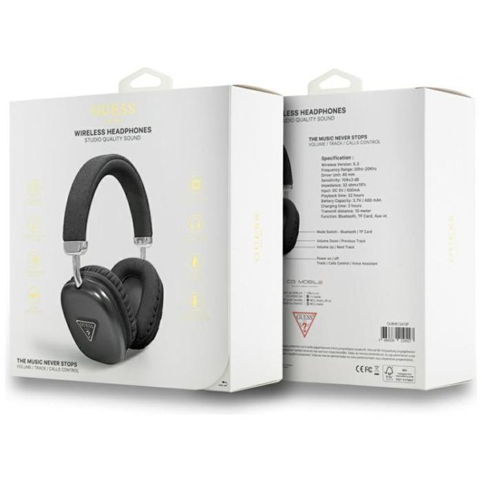 Guess - Guess Over-Ear Hörlurar Bluetooth 5.3 Metallic Triangle Logo - Svart