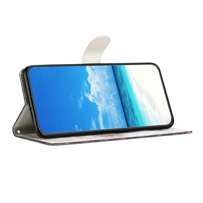 OEM - Samsung Galaxy S26 Plus Plånboksfodral Konstläder Mönstertryck Ställ Blå Fjäril