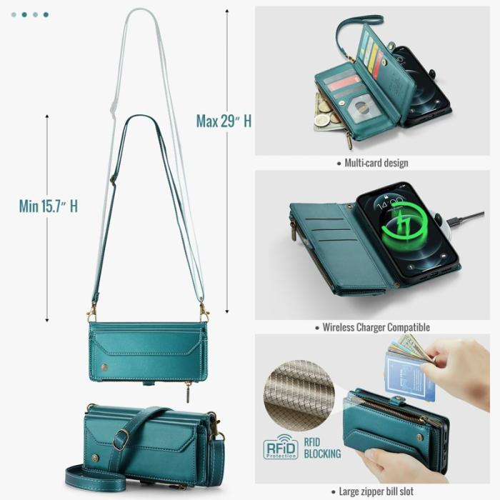 Caseme - CASEME Plånboksfodral Konstläder för iPhone 12 Pro Max - Grön