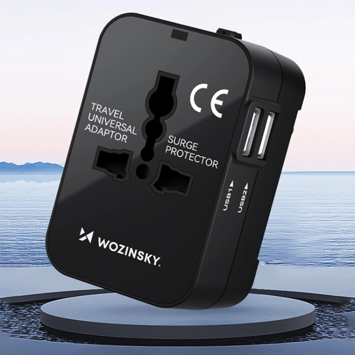 Wozinsky - Wozinsky Universal Reseadapter 24W 2xUSB-A EU/US/AUS/UK- Svart