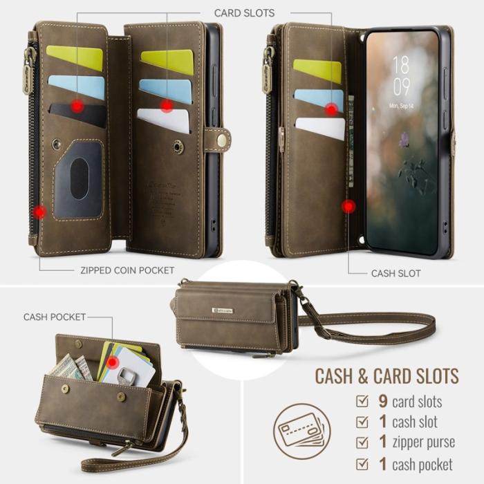 Caseme - CASEME Samsung Galaxy S25 Edge Plånboksfodral Konstläder Brun