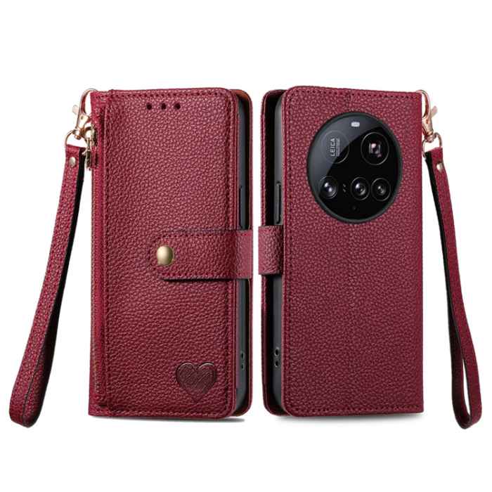 A-One Brand - Xiaomi 15 Ultra Plånboksfodral RFID Blocking Zipper - Röd