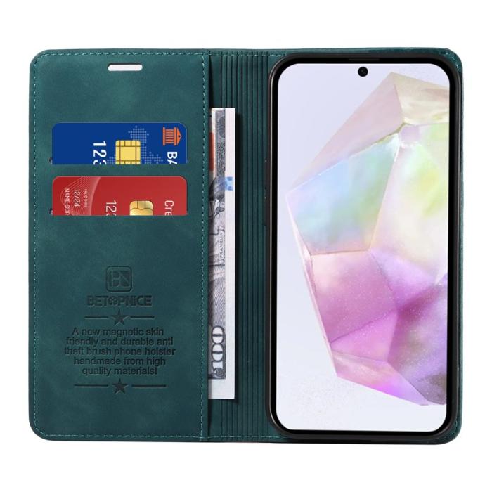 BETOPNICE - BETOPNICE 003 Samsung Galaxy A56 5G Plånboksfodral Konstläder - Grön