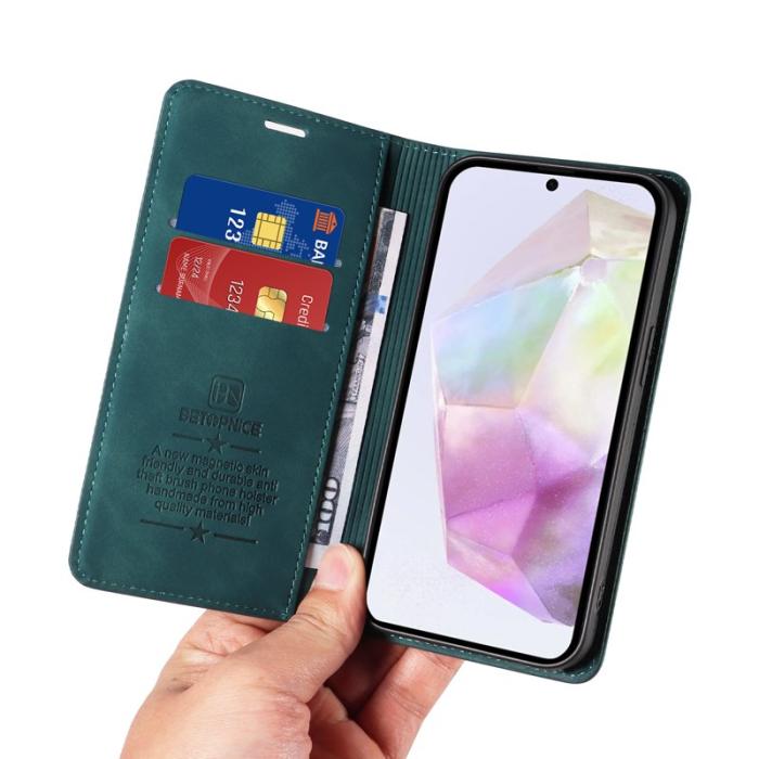 BETOPNICE - BETOPNICE 003 Samsung Galaxy A56 5G Plånboksfodral Konstläder - Grön