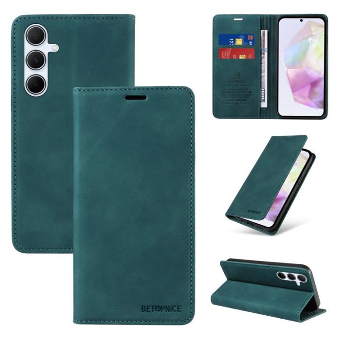 BETOPNICE - BETOPNICE 003 Samsung Galaxy A56 5G Plånboksfodral Konstläder - Grön