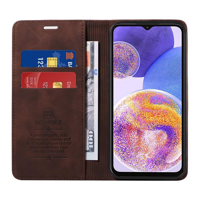 BETOPNICE - BETOPNICE 003 Samsung Galaxy A73 5G Plånboksfodral Konstläder - Brun