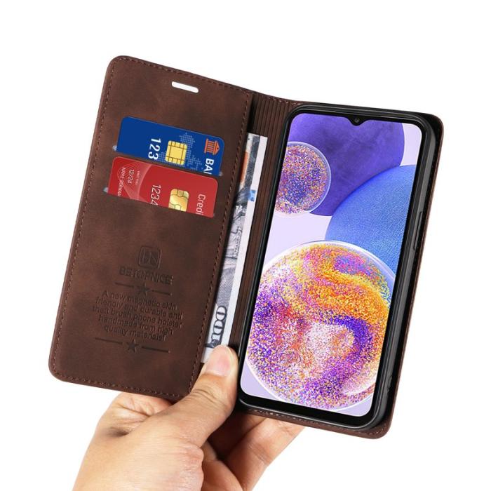 BETOPNICE - BETOPNICE 003 Samsung Galaxy A73 5G Plånboksfodral Konstläder - Brun