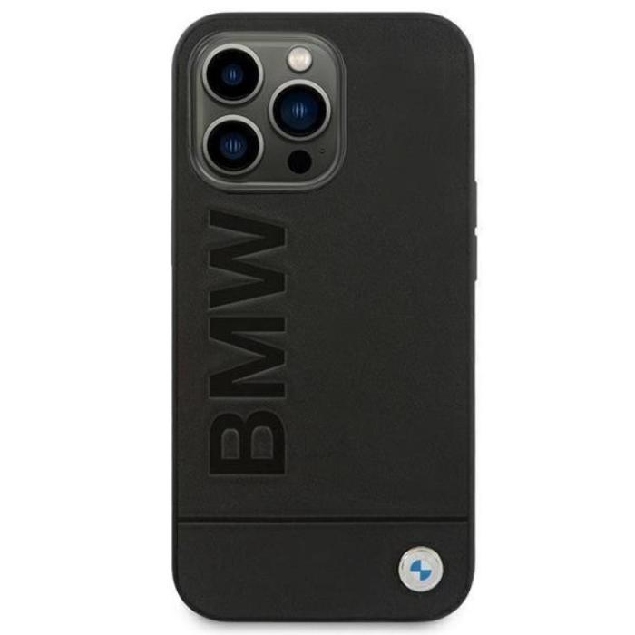 BMW - BMW iPhone 14 Pro Max Skal Läder Stamp - Svart