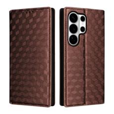 OEM - Samsung Galaxy S26 Ultra Pl&aring;nboksfodral Rhombus Pr pr&auml;glat Konstl&auml;der - Brun
