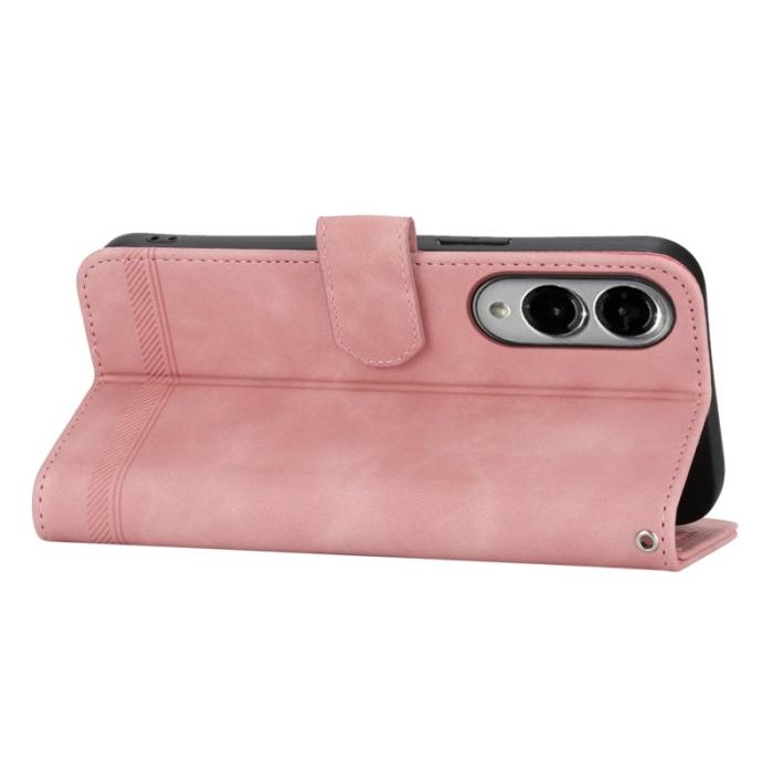 DIERFENG - DIERFENG DF-03 Samsung Galaxy S25 Edge Plånboksfodral Konstläder - Rosa