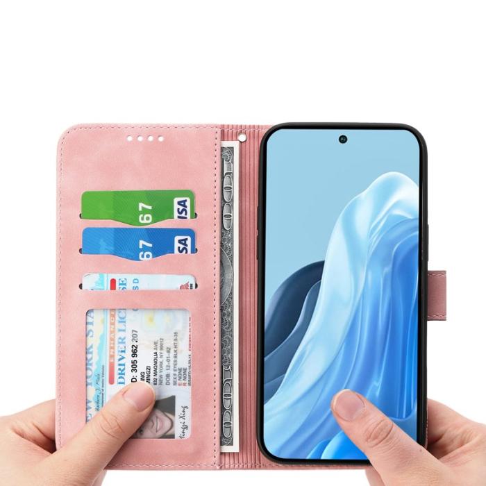 DIERFENG - DIERFENG DF-03 Samsung Galaxy S25 Edge Plånboksfodral Konstläder - Rosa