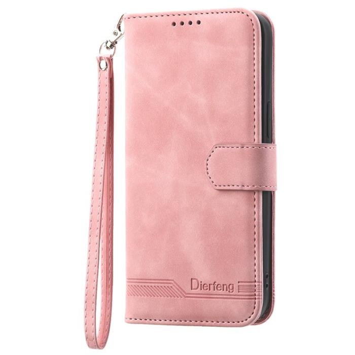 DIERFENG - DIERFENG DF-03 Samsung Galaxy S25 Edge Plånboksfodral Konstläder - Rosa