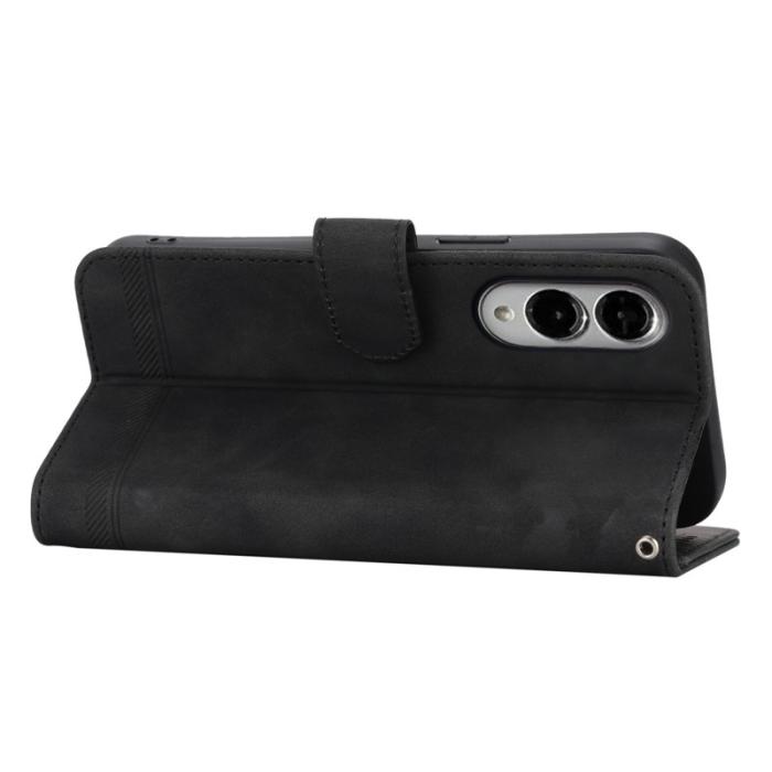 DIERFENG - DIERFENG DF-03 Samsung Galaxy S25 Edge Plånboksfodral Konstläder - Svart