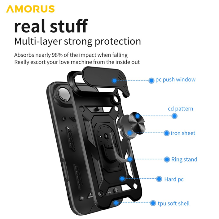 Amorus - AMORUS iPhone Air Mobilskal Med Kameralinsreglage - Blå