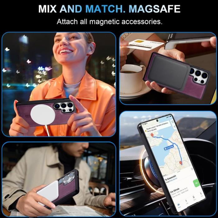 LC.imeeke - LC.IMEEKE L6 Fodral för Samsung Galaxy S25 Ultra KonstLäder - Lila
