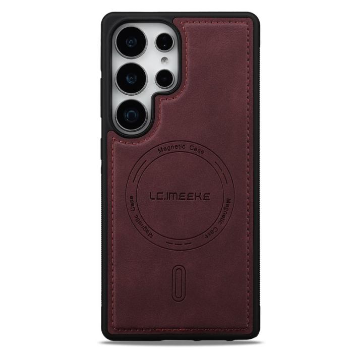 LC.imeeke - LC.IMEEKE L6 Fodral för Samsung Galaxy S25 Ultra KonstLäder - Röd