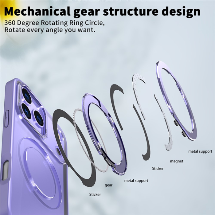 A-One Brand - iPhone 17 Pro Mobilskal Ring Kickstand TPU PC - Lila