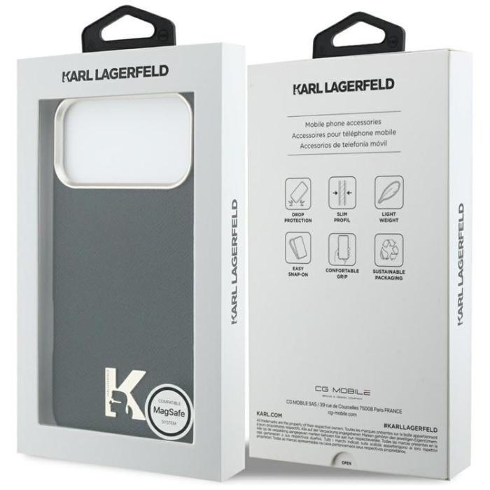 KARL LAGERFELD - Karl Lagerfeld Mobilskal för iPhone 17 Pro Max MagSafe Karl Head Logo - Svart
