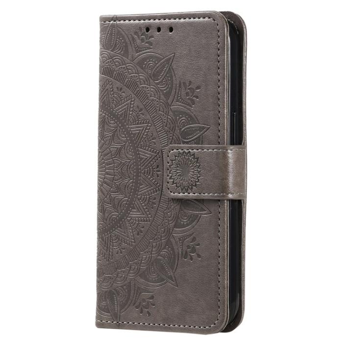 A-One Brand - Sony Xperia 10 V Plånboksfodral Imprinted Mandala Flower - Grå