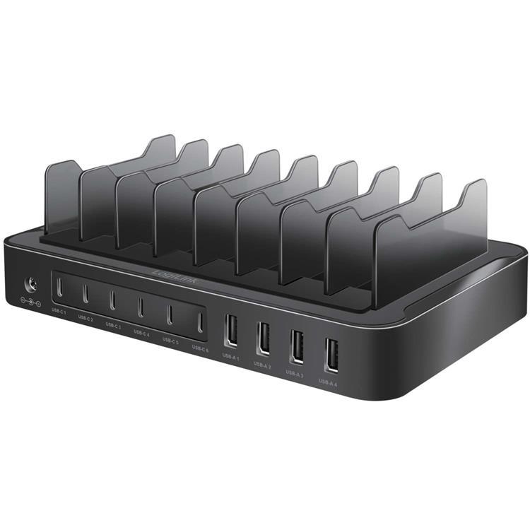 Logilink Laddstation 10 portar 6st USB-C 4st USB-A PD/QC3.0 120W | 505295 | AlltMobil