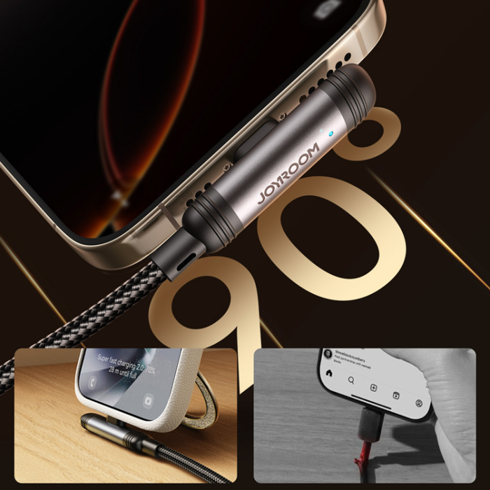 Joyroom - Joyroom USB-A - Lightning 3A Kabel 1.2m Series 90° - Svart