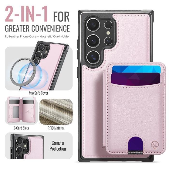 OEM - JEEHOOD Samsung Galaxy S24 Ultra Fodral KonstLäder - Rosa