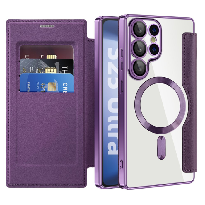 A-One Brand - Galaxy S25 Ultra Plånboksfodral MagSafe RFID Blocking - Lila