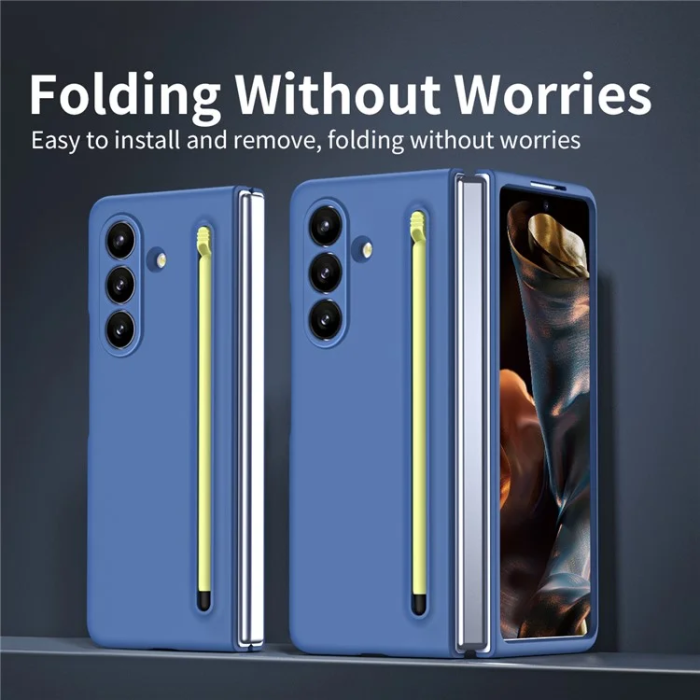 A-One Brand - Galaxy Z Fold 7 5G Mobilskal Med Stylus Hård PC - Himmelsblå