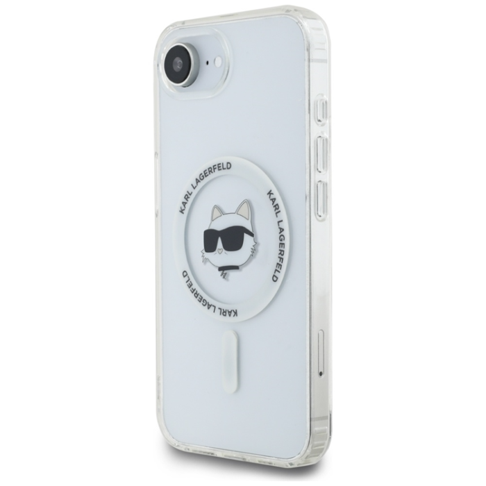KARL LAGERFELD - Karl Lagerfeld iPhone 16e Mobilskal Magsafe Metal Choupette Head - Vit